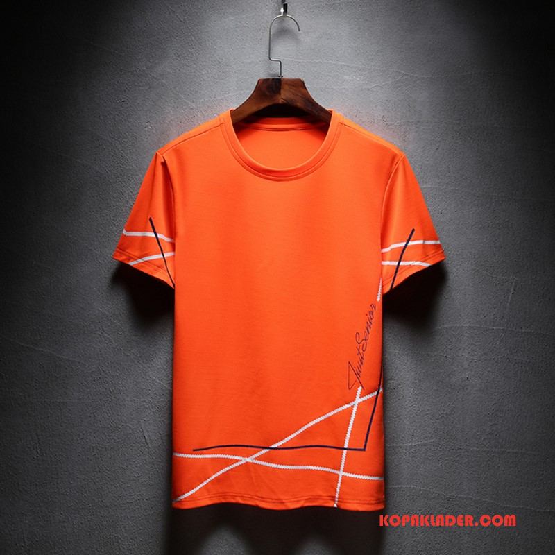 Herr T-shirts Till Salu Sommar Lösa Trend Kortärmad Toppar Orange Orange