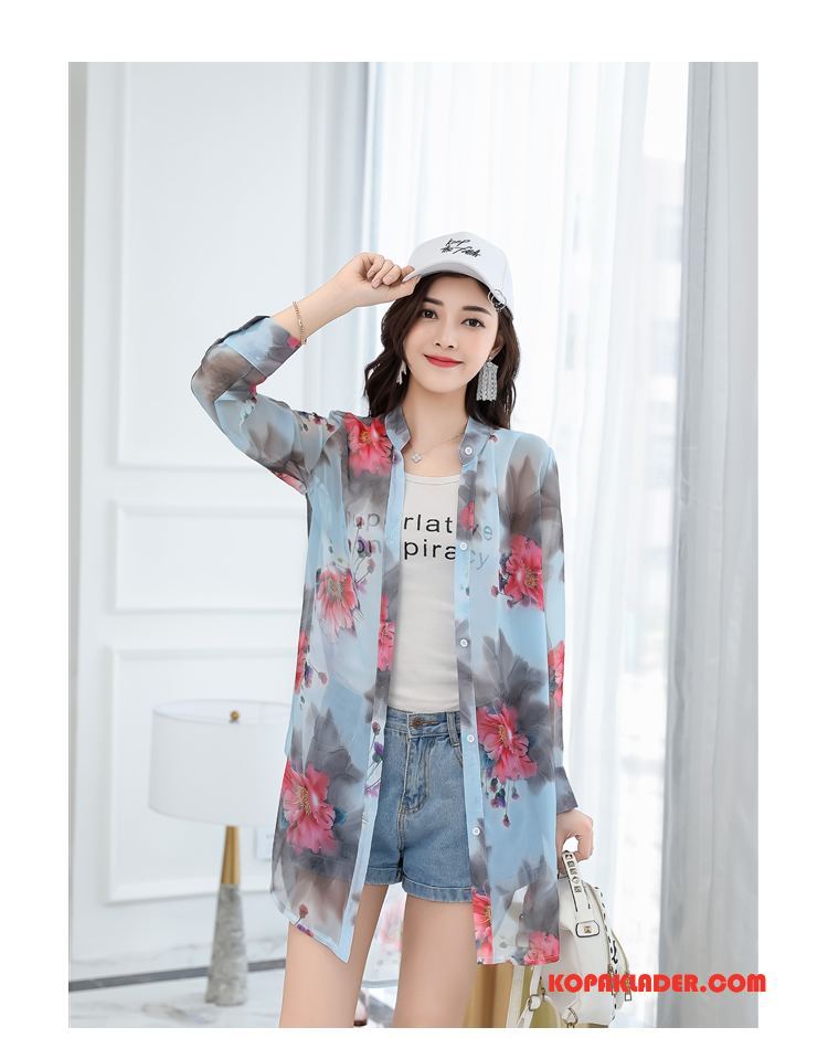 Dam Blus Billig 2018 Eleganta Spets Sommar Mode Violett