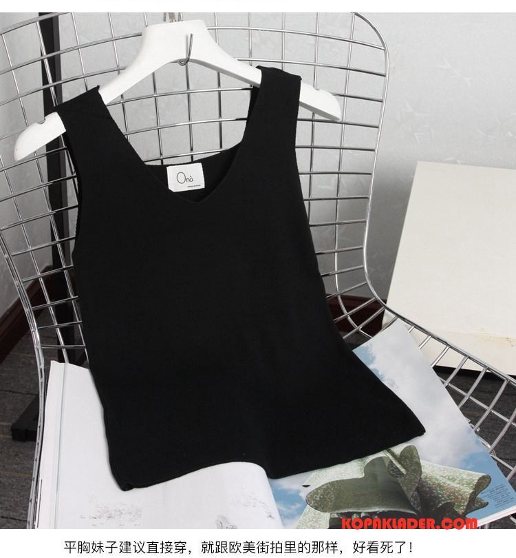 Dam Camisole Billigt Trend Linnen Elegant Rakt 2018 Karamell Till