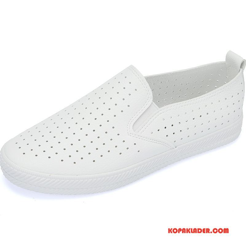 Dam Casual Skor Billig Slip On Andningsbar Loafer Sommar Kvinna Vit