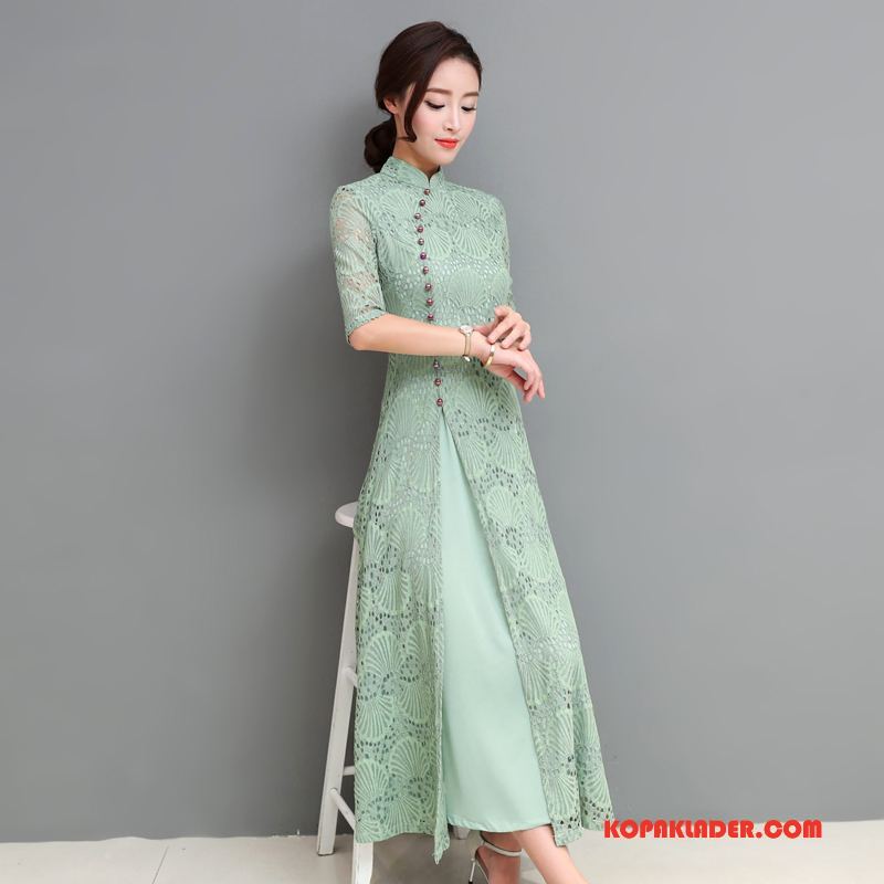 Dam Cheongsam Butik Elegant 2018 Eleganta Asymmetrisk Lång Till Grön