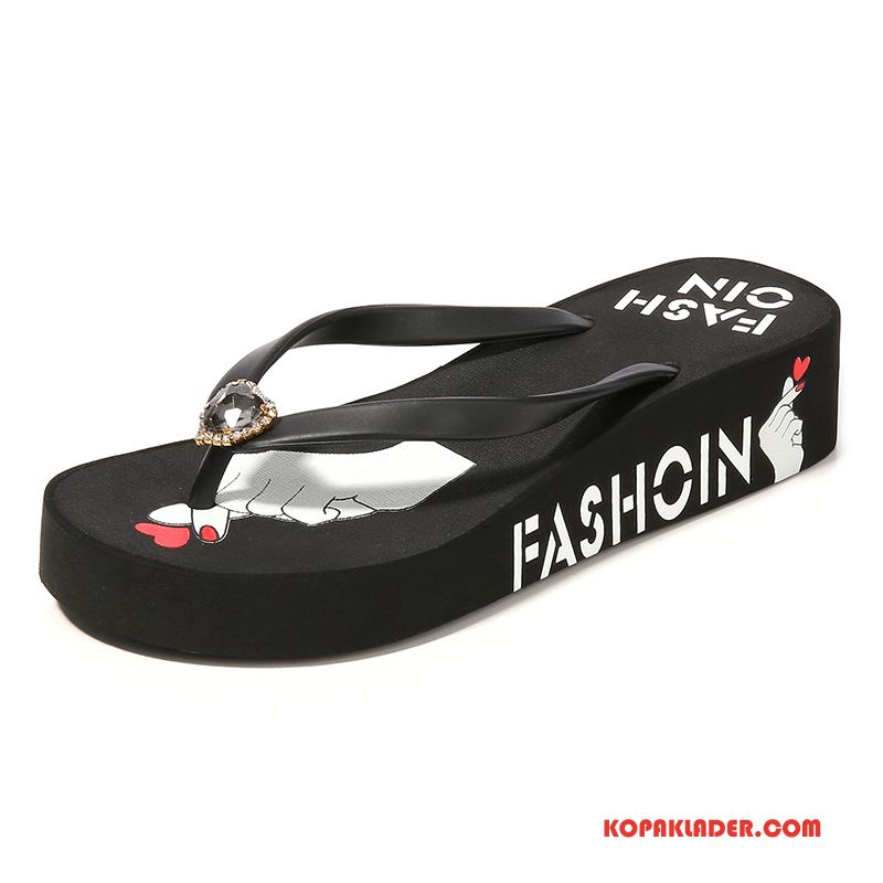 Dam Flip-flops Billig Flip Flops Med Tjocka Sulor Gummi Glidskydds Sommar Svart