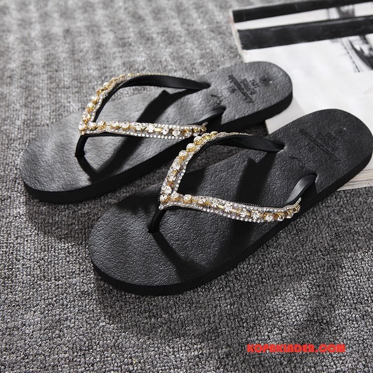 Dam Flip-flops Billig Sommar Sandaler Strass Kvinna Flip Flops Gul