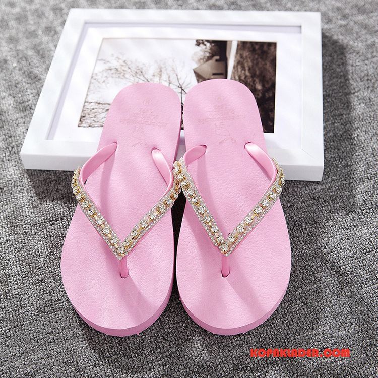 Dam Flip-flops Billig Sommar Sandaler Strass Kvinna Flip Flops Gul