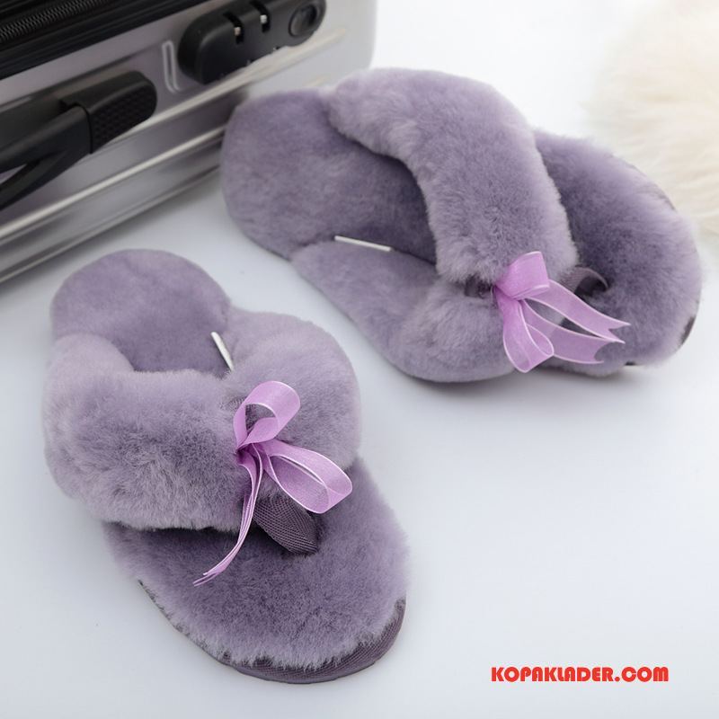 Dam Flip-flops Billig Ull Flip Flops 2018 Skor Äkta Läder Violett