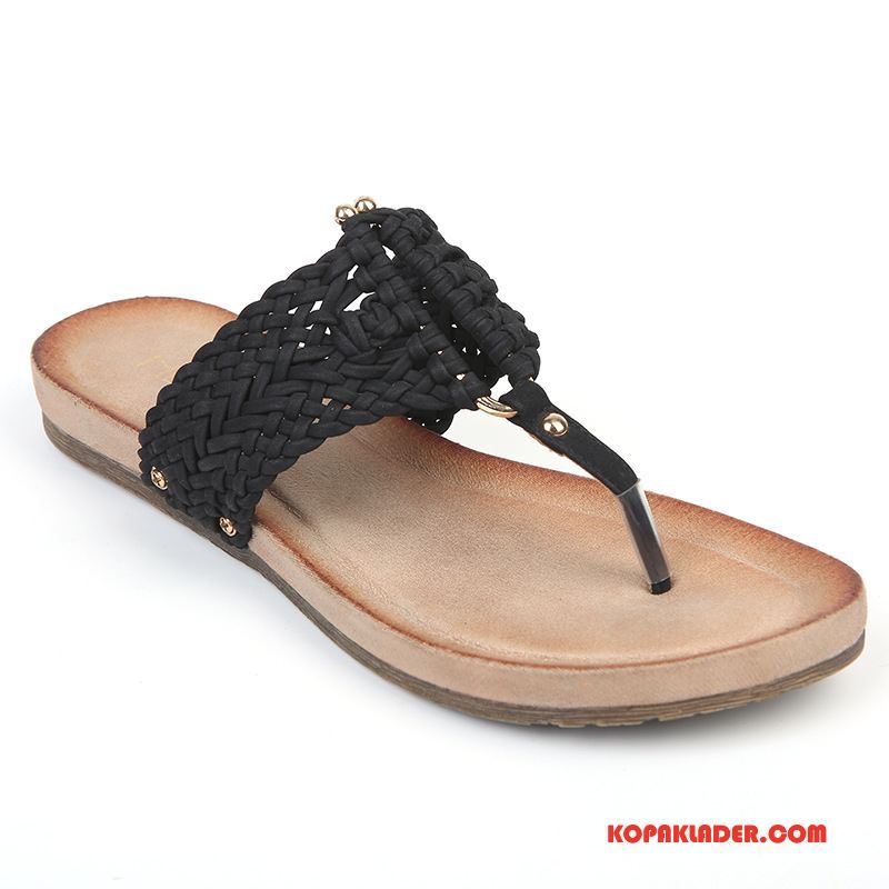 Dam Flip-flops Billiga Personlighet 2018 Stor Storlek Sandaler Stickade