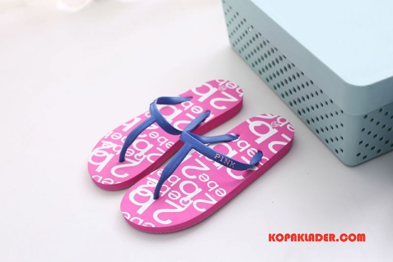 Dam Flip-flops Billiga Tofflor Kvinna Stranden Ytterkläder Sommar Rosa Röd