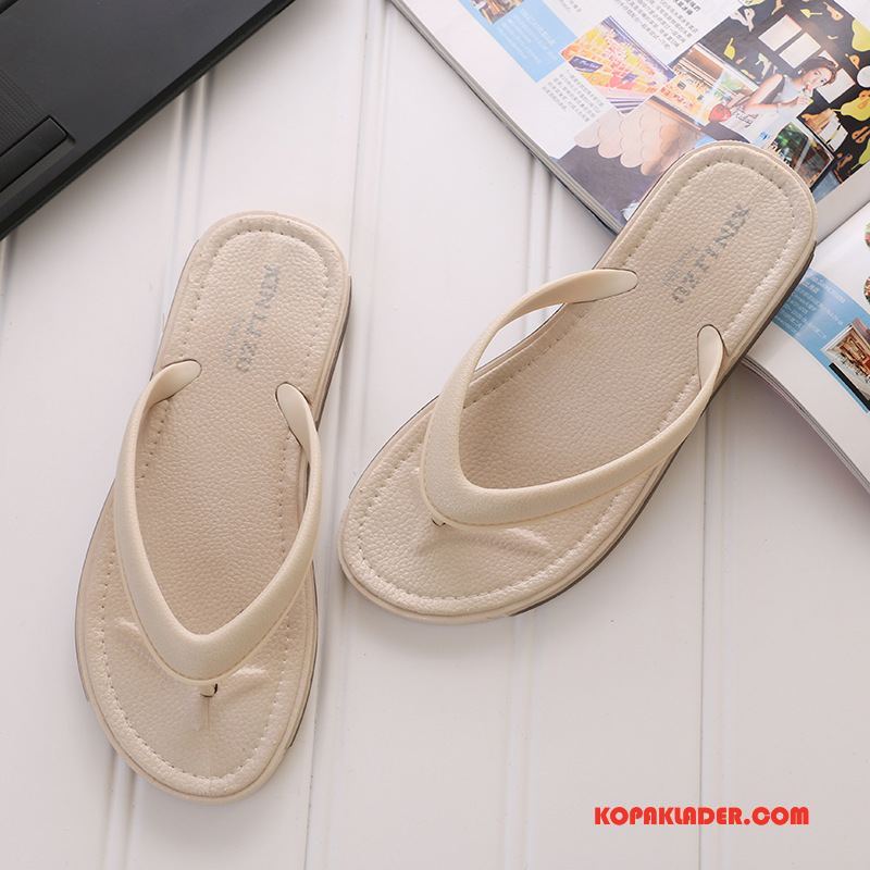 Dam Flip-flops Butik Flip Flops Mode Platta Glidskydds Stranden Till Vit