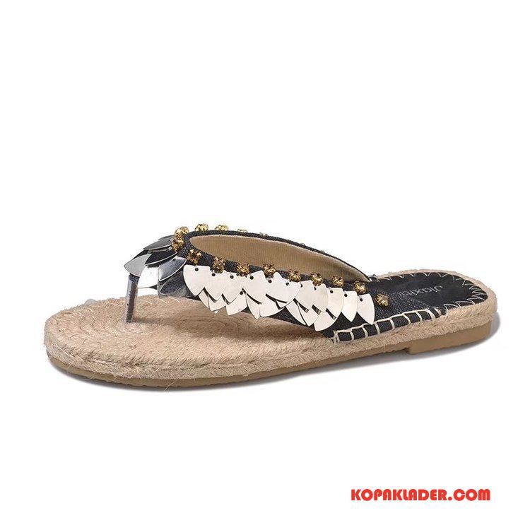 Dam Flip-flops Köpa Platta Flip Flops Strass Tofflor Sommar Khaki