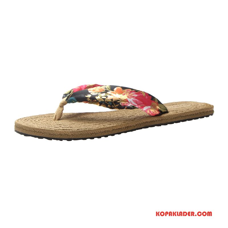 Dam Flip-flops På Nätet Mode Mjuka Sommar Ytterkläder Platta Svart