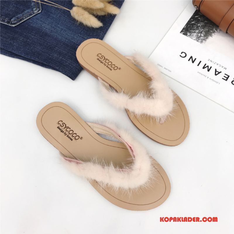 Dam Flip-flops Rea Rom Sandaler Ytterkläder Kvinna Platta Beige