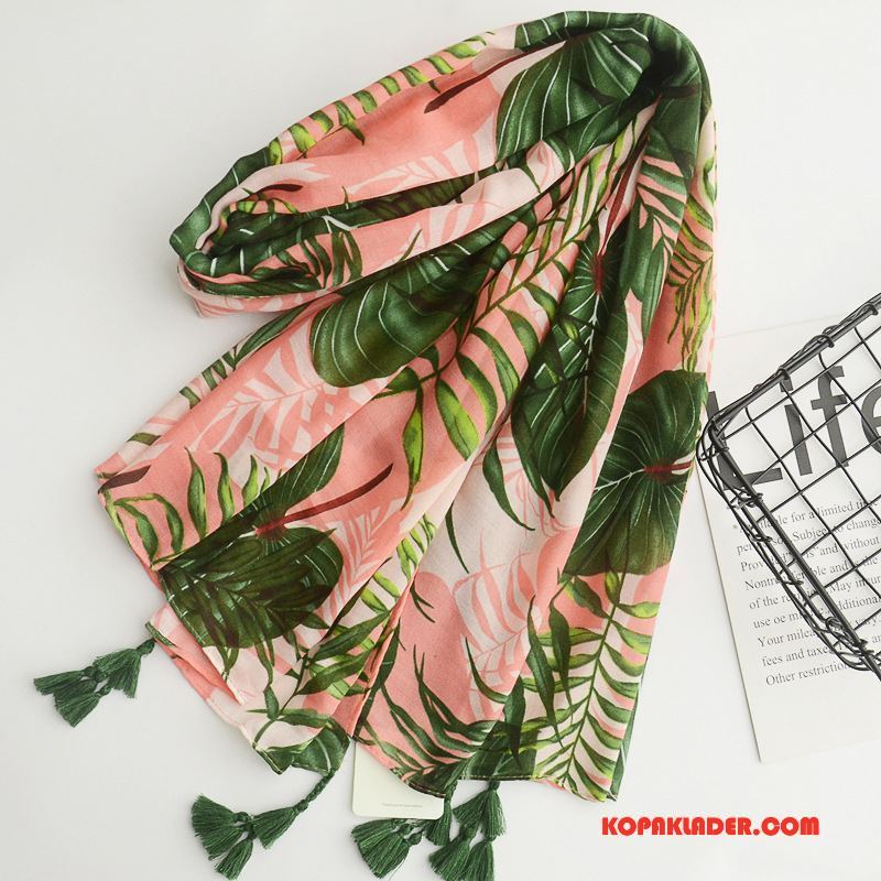 Dam Halsdukar Scarves Billiga Ny Bomull Och Linne Med Tofsar Dekoration Tryck Gul