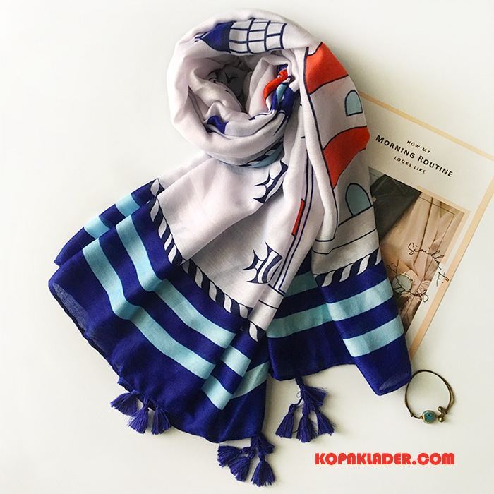 Dam Halsdukar Scarves Billiga Ny Bomull Och Linne Med Tofsar Dekoration Tryck Gul