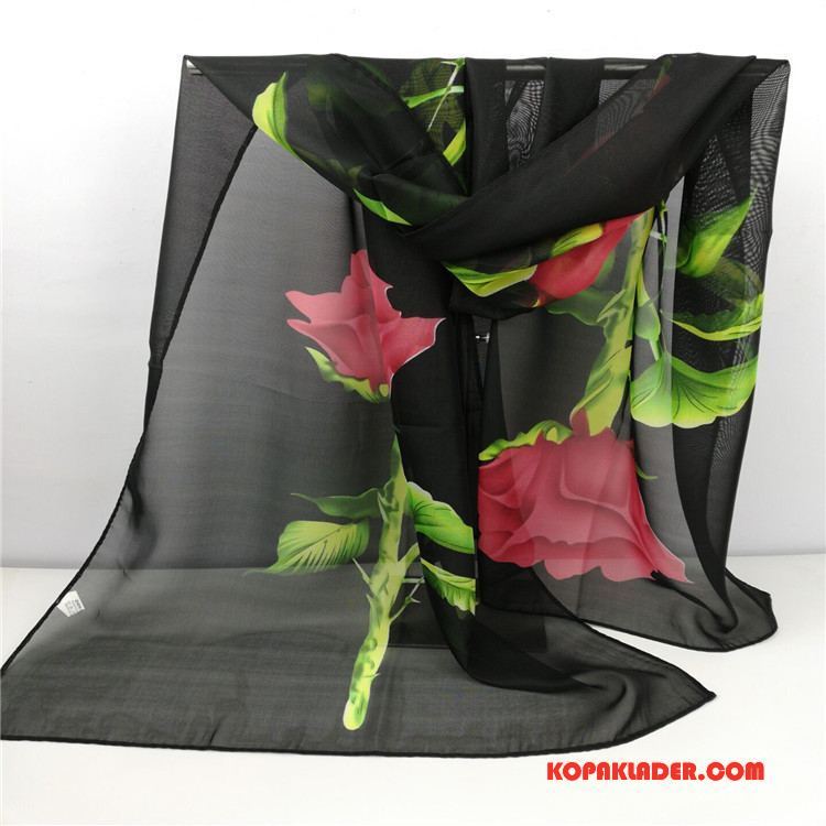 Dam Halsdukar Scarves Billigt 2018 Ny Solskydd Tryck Blommor Pulver