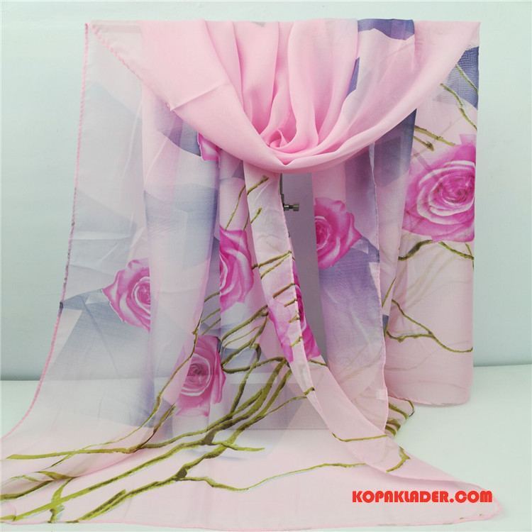 Dam Halsdukar Scarves Billigt 2018 Ny Solskydd Tryck Blommor Pulver