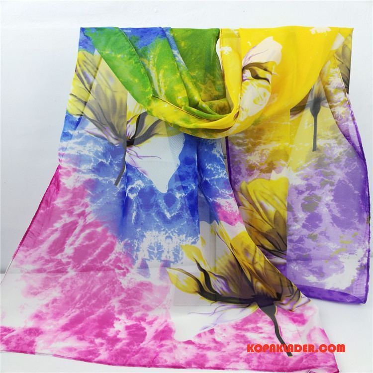 Dam Halsdukar Scarves Billigt 2018 Ny Solskydd Tryck Blommor Pulver