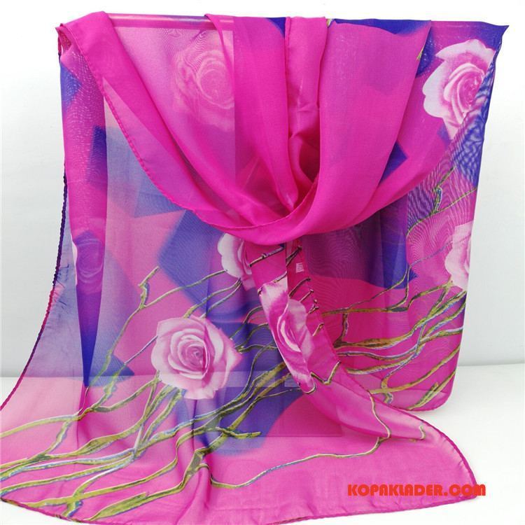 Dam Halsdukar Scarves Billigt 2018 Ny Solskydd Tryck Blommor Pulver