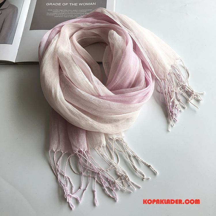 Dam Halsdukar Scarves Till Salu Ren Kyla Linne Sjal Kvinna Gradient Multicolor Rosa