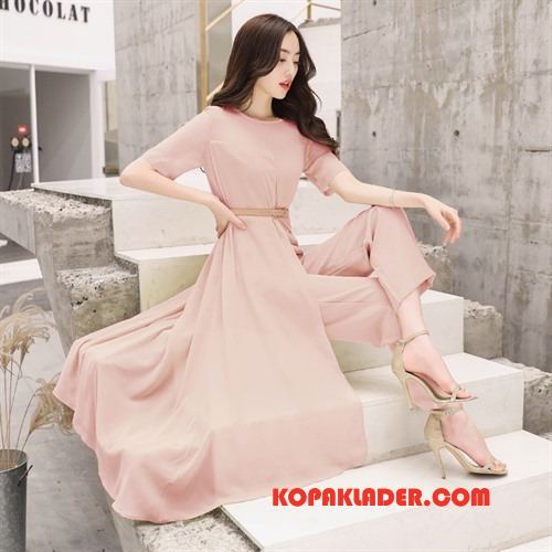 Dam Jumpsuit Butik Mitt Midja Mode Byxor Trend Sy Rosa Röd Till