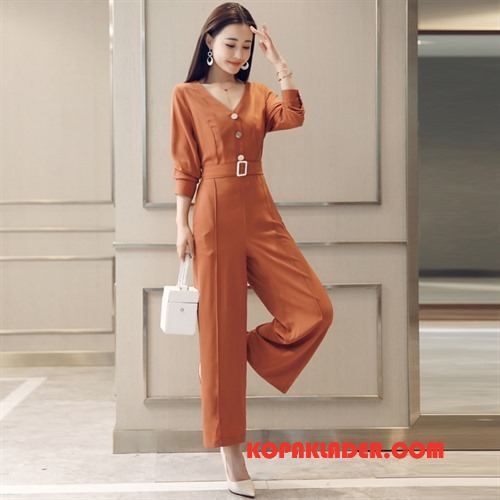 Dam Jumpsuit Köpa Mode Eleganta Byxor Hög Midja Gata Till Orange Röd