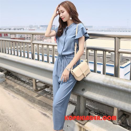 Dam Jumpsuit Online Eleganta Mitt Midja Slim Fit 2018 Byxor Rosa Röd