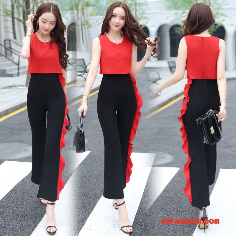 Dam Jumpsuit Online Mode Trend 2018 Tunn Slim Fit Röd