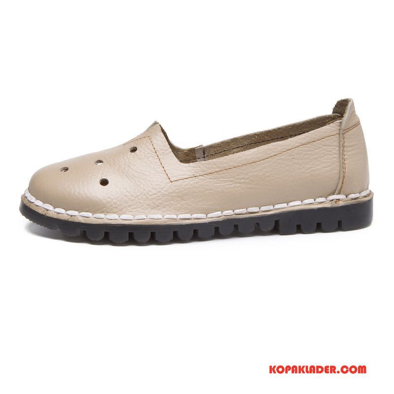 Dam Mockasiner Köpa Skor Casual Kvinna Äkta Läder Loafers Beige Gul