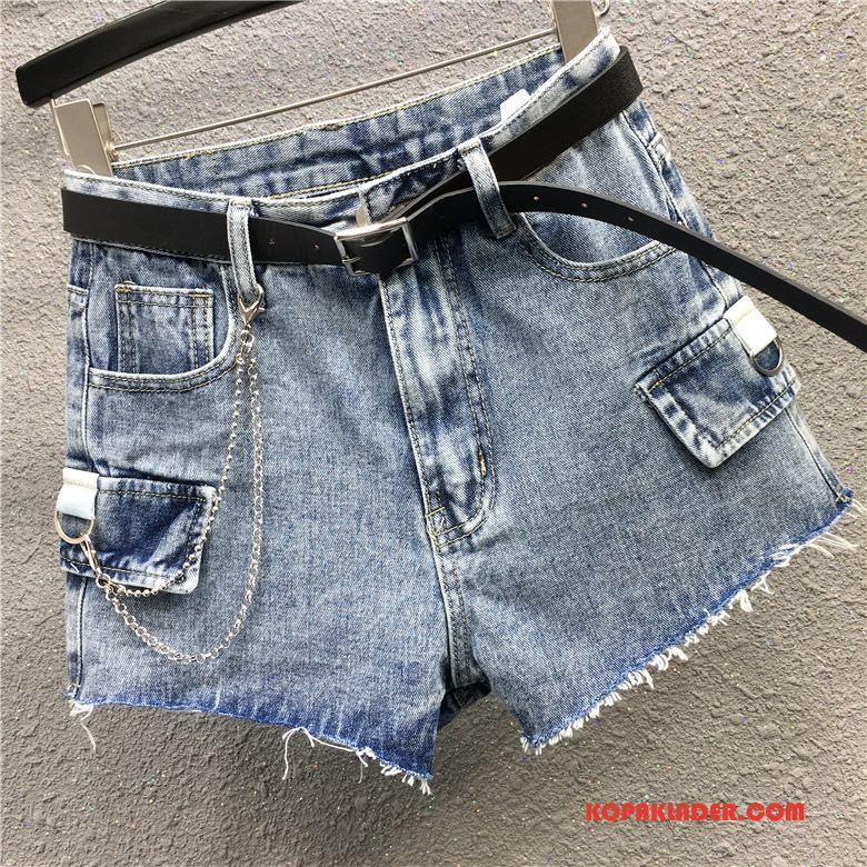 Dam Shorts Billigt Kortbyxor Tunn Kvinna Heta Byxor Denim Blå