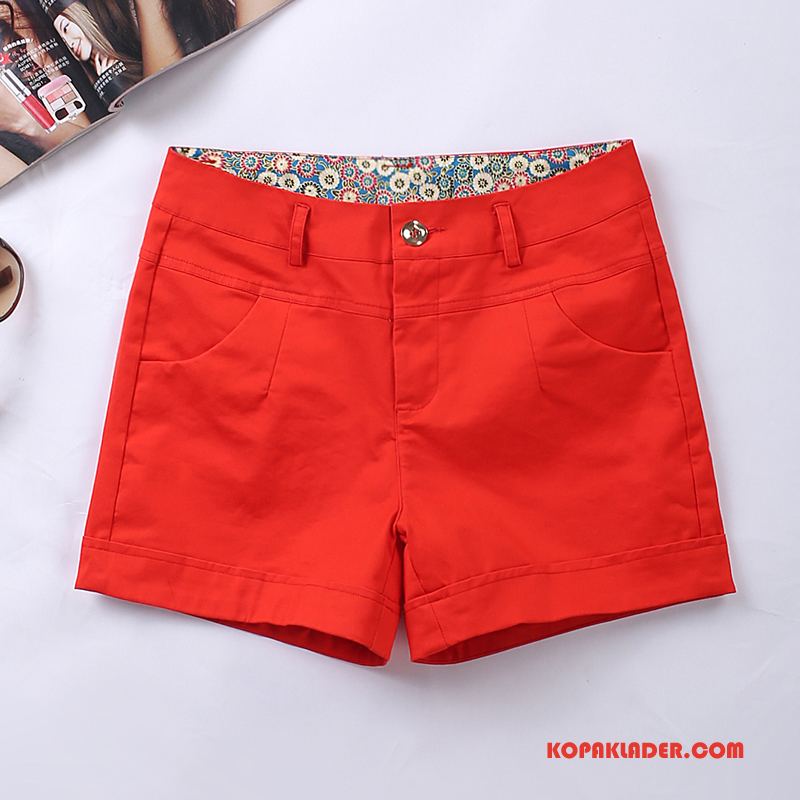 Dam Shorts Online Kvinna Ny Stora Storlekar Bomull Slim Fit Gul Vit