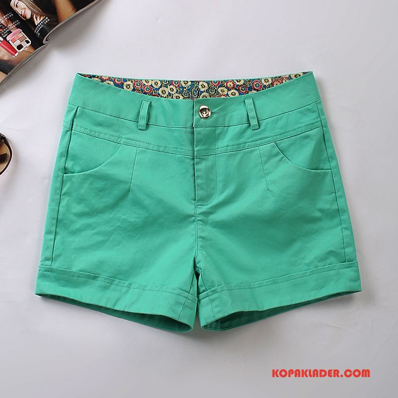 Dam Shorts Online Kvinna Ny Stora Storlekar Bomull Slim Fit Gul Vit