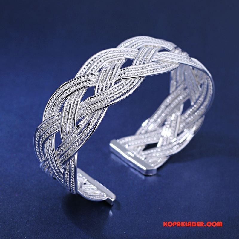 Dam Silver Smycken På Rea Klassisk Armband Accessoar Interlace Hästsvans Hår Silver