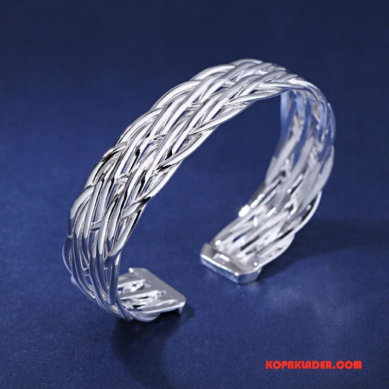 Dam Silver Smycken På Rea Klassisk Armband Accessoar Interlace Hästsvans Hår Silver