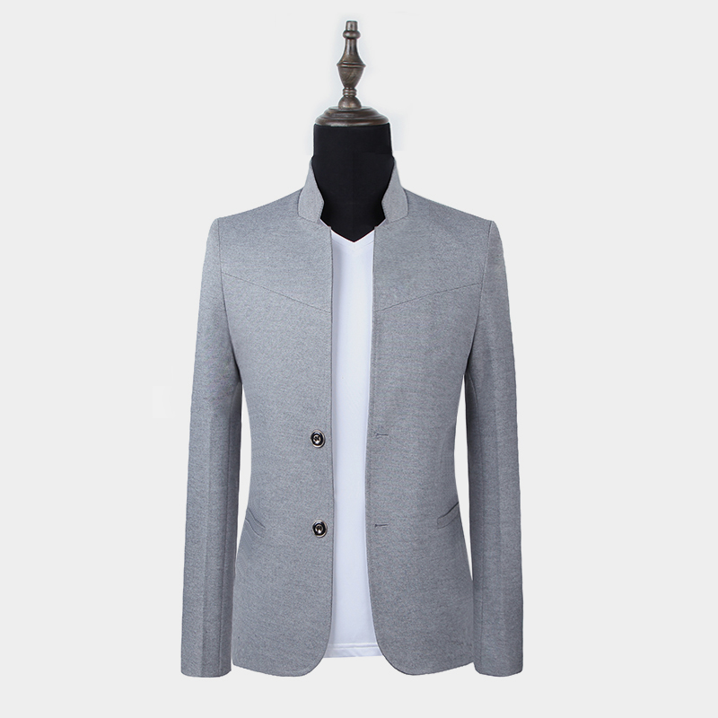 Herr Blazer Billiga 2018 Kappor Rockar Män Slim Fit Hög Krage Mörkblå