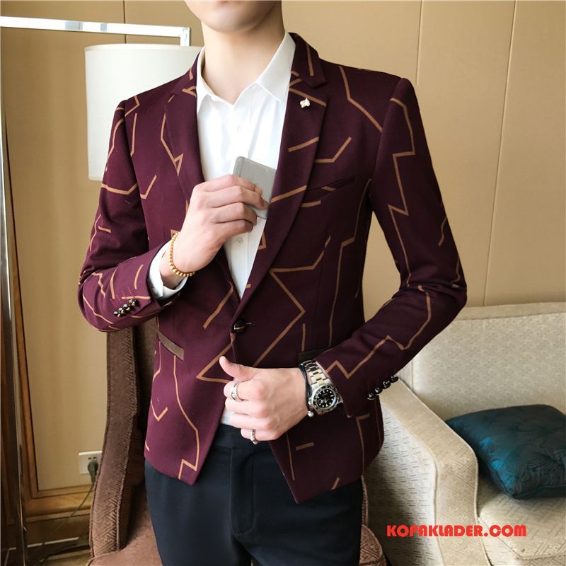 Herr Blazer Butik Casual Toppar Ny Slim Fit Kappor Rockar Vinröd