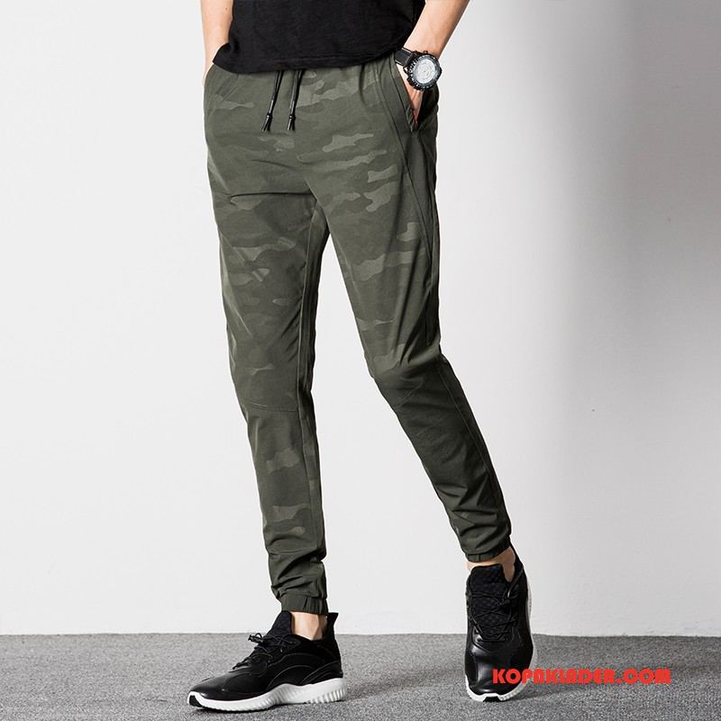 Herr Byxor Billigt Slim Fit Stretch Män Casual Byxor Svettbyxor Army Grön