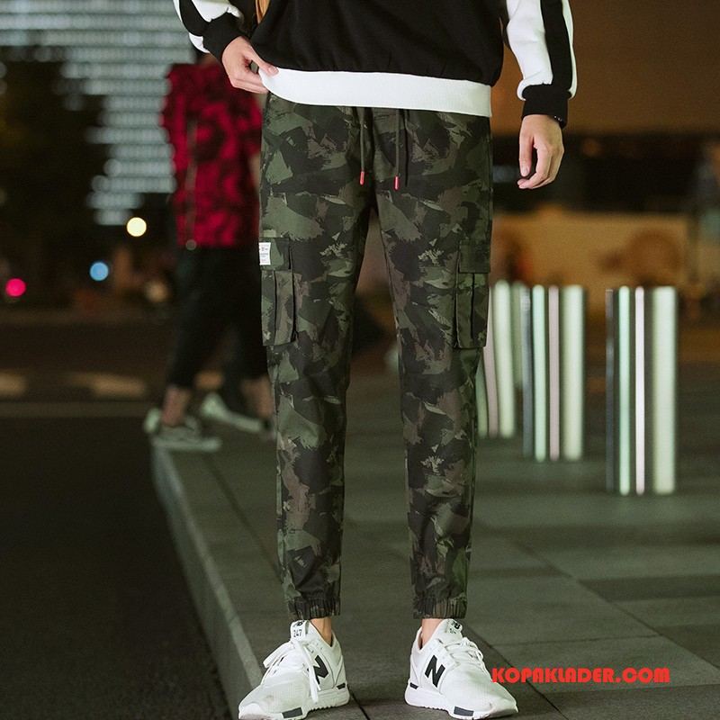 Herr Byxor Online Snäv Män Höst Ny Slim Fit Camouflage Army Grön