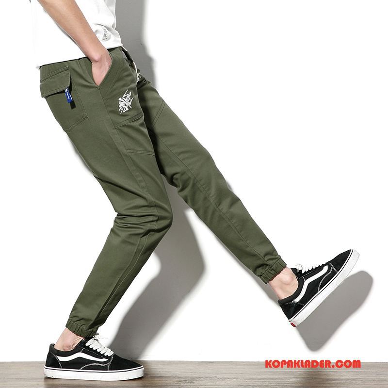 Herr Byxor Till Salu Slim Fit Casual Byxor Sport Tunn Sommar Army Grön