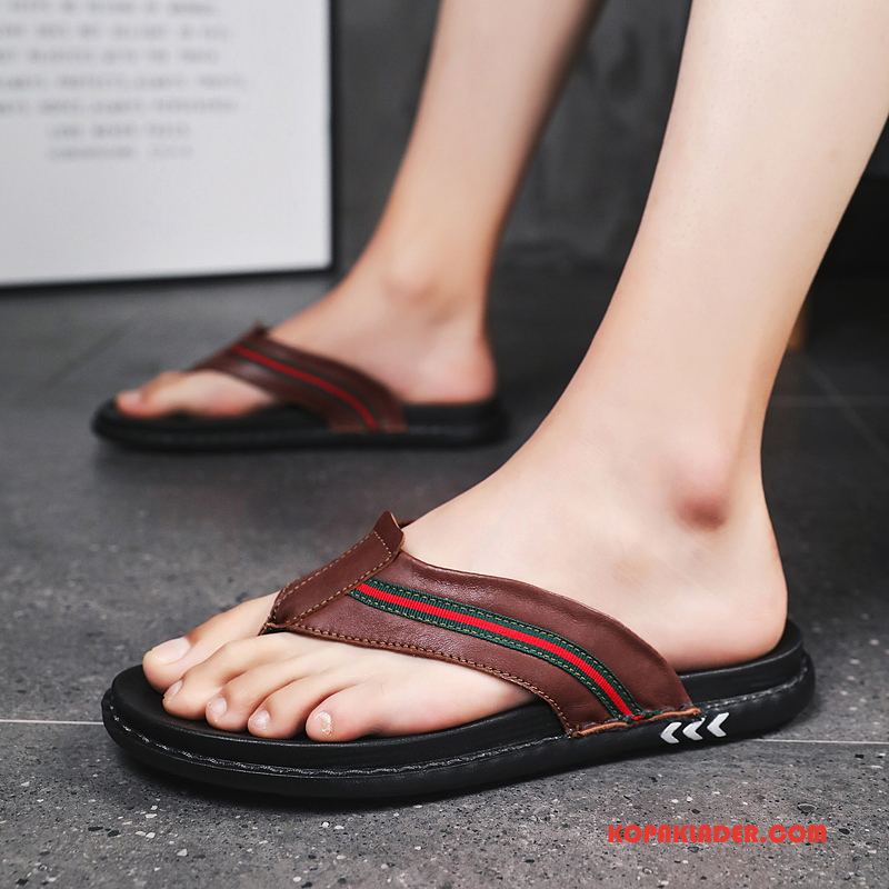 Herr Flip-flops Billig Sommar Skor Tofflor Flip Flops Ytterkläder Svart