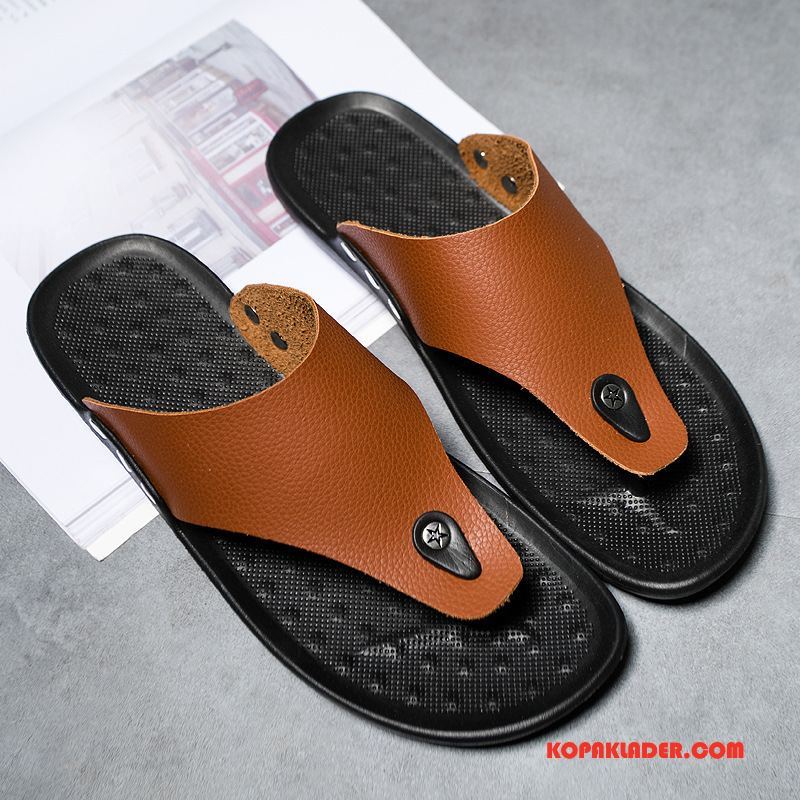 Herr Flip-flops Billiga 2018 Flip Flops Män Tofflor Sommar Brun