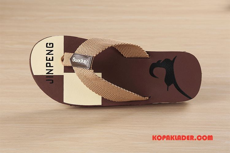 Herr Flip-flops Billiga Skor Sandaler Stickade Glidskydds Män Brun