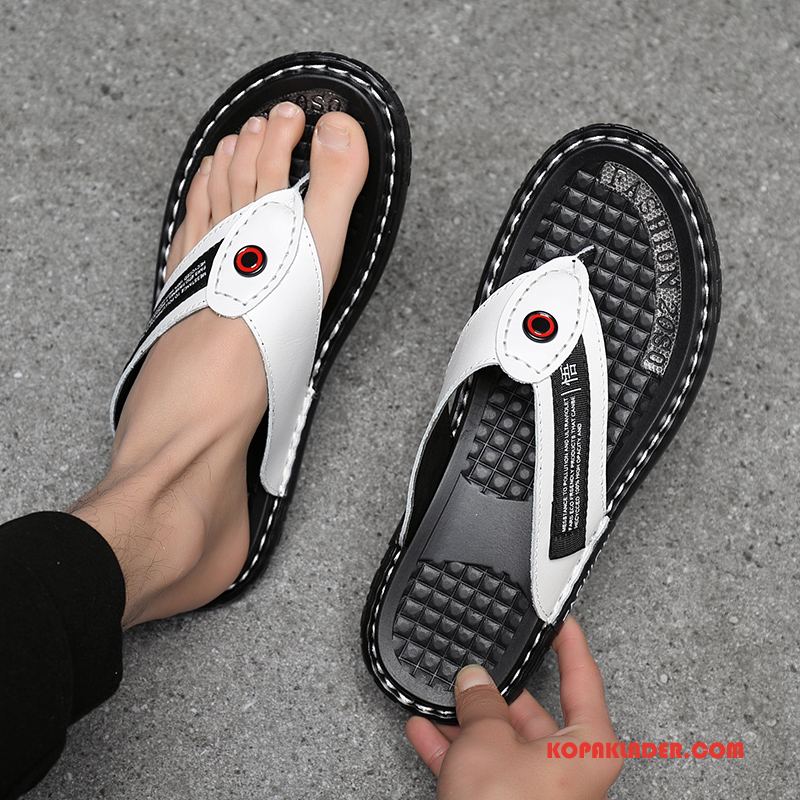 Herr Flip-flops Online Trend Mjuka Casual Äkta Läder Sandaler Vit