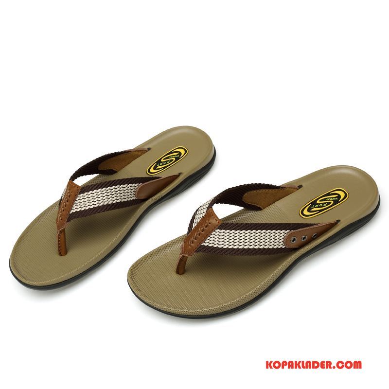 Herr Flip-flops På Rea Äkta Läder Stranden Flip Flops Sommar British Brun