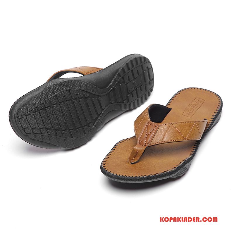 Herr Flip-flops Rea Tofflor Stranden Läder Trend Flip Flops Brun