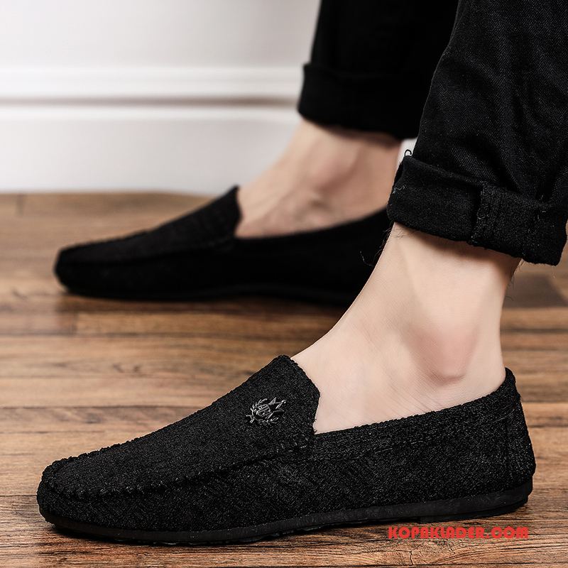 Herr Mockasiner Billiga Casual Läderskor Trend Slip On Män Svart