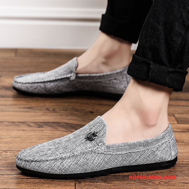 Herr Mockasiner Billiga Casual Läderskor Trend Slip On Män Svart