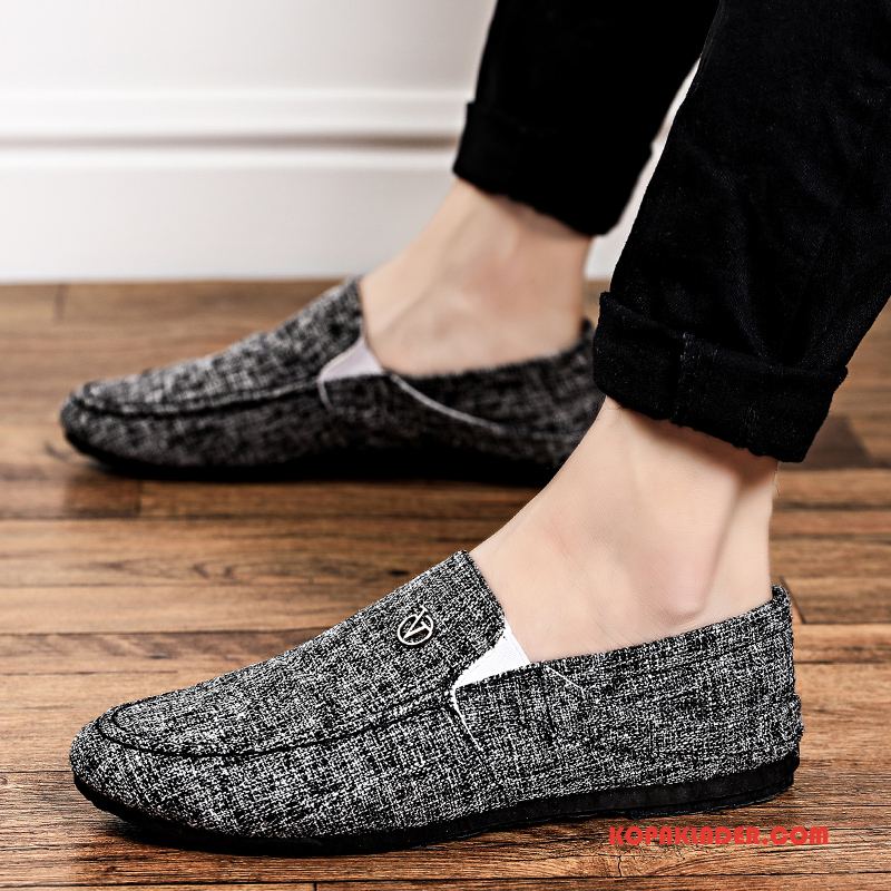 Herr Mockasiner Billiga Casual Läderskor Trend Slip On Män Svart