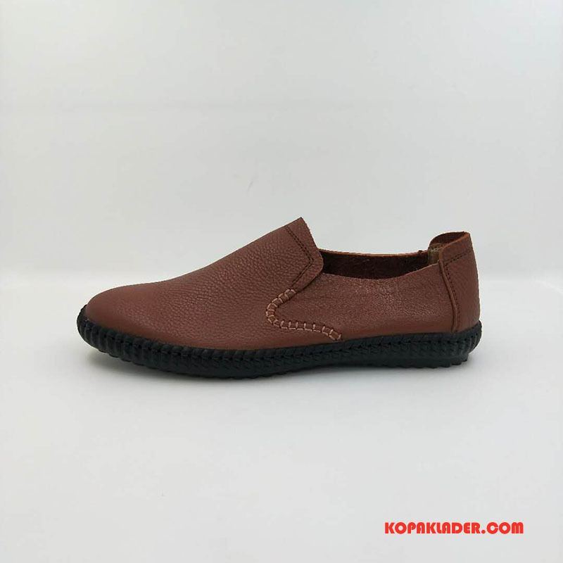 Herr Mockasiner Köpa 2018 Läderskor British Vintage Slip On Brun