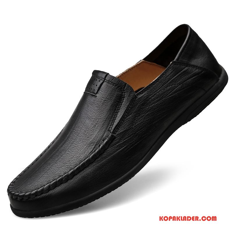 Herr Mockasiner Köpa Män Casual Läder Loafer Slip On Svart