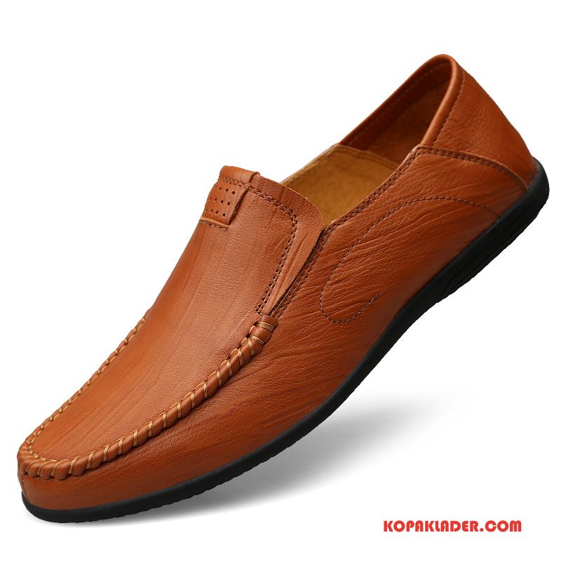 Herr Mockasiner Köpa Män Casual Läder Loafer Slip On Svart