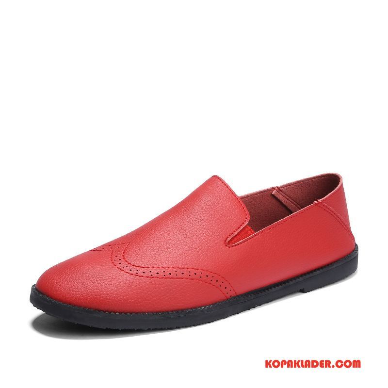 Herr Mockasiner Till Salu Casual British Läderskor Slip On Loafers Röd